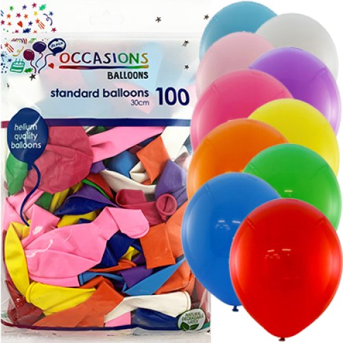 Balloons 30cm Round Assorted Pk100